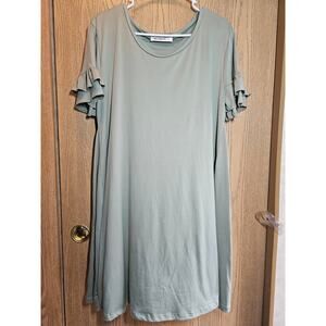 Sage green DoubleJU XL dress. Ruffle sleeves.